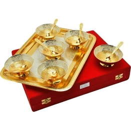 50 Piece - Wedding Gifts Silver and Gold Plated Bowl Set with Tray