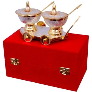 50 Piece - Wedding Gift Gold Plated Brass Trolley Set