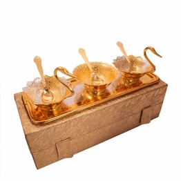 50 Piece - Royal Wedding Gifts Gold Plated Swan Shape Bowl Set