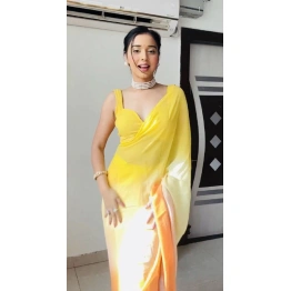 Yellow Georgette 1-Minute Ready-to-Wear Saree - Embrace Elegance Effortlessly