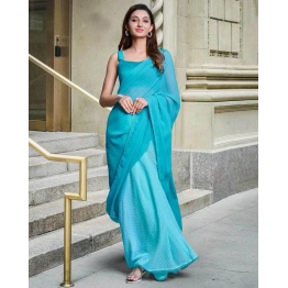 SHIV Alia Bhatt Soft Georgette Sky Blue Saree