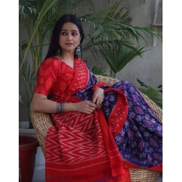 Red Linen Digital Printed Saree - Elevate Your Ethnic Style