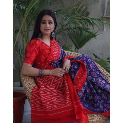 Red Linen Digital Printed Saree - Elevate Your Ethnic Style