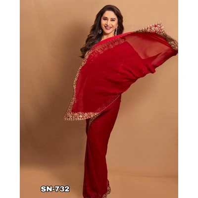 Madhuri Dixit Red RANGOLI SILK Saree - Elegant Indian Ethnic Wear