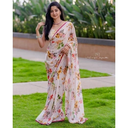 Floral Georgette Printed Sari Saree: A Bollywood-Inspired Masterpiece