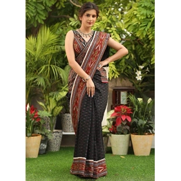 Pure Mulmul Cotton Silk Saree with Digital Print - Elegant Ethnic Attire