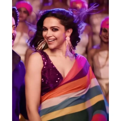 Deepika Padukone Georgette Saree with Sequin Embellished Blouse