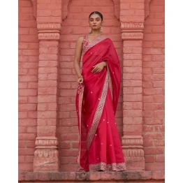 Exquisite Red Colour Rangoli Silk Saree with Sequin Work