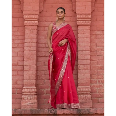 Exquisite Red Colour Rangoli Silk Saree with Sequin Work