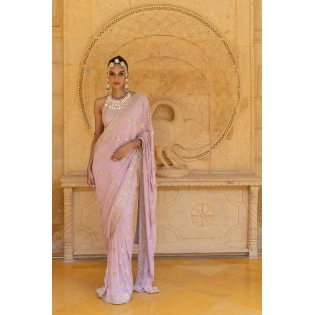 Rashmika Mandanna Georgette Pink Saree - Elegant Attire for Special Occasions