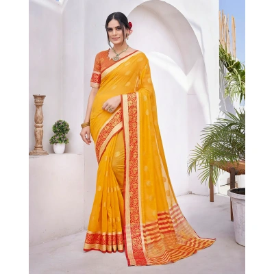 Luxurious Haldi Cotton Silk Saree for Comfort and Elegance