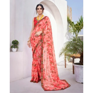 Exquisite Georgette Saree with Jacquard Lace Borders