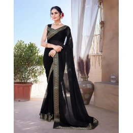 Lycra Blend Saree with Lace Border