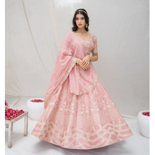 Blush Pink Georgette Lehenga Choli Set