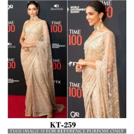 Deepika Padukone Inspired Sequin Net Saree - Shimmering Elegance