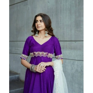 Mesmerizing Purple Monster Phantom silk Anarkali Suit