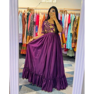 Riya Purple Colour Georgette Thread and Sequence Work Gown