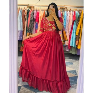 Pink Color Georgette Thread and Sequence Work Gown