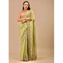 Diamond Chinon Silk Embroidered Saree