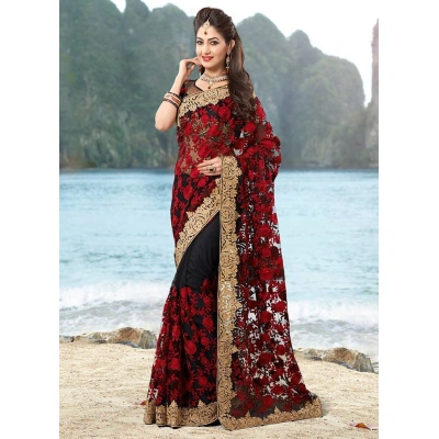 Luxurious Designer Embroidered Party Wear Saree - Elegant Shimmer