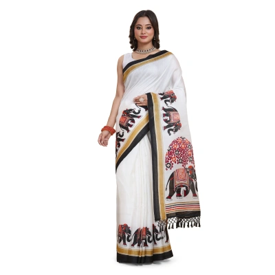 Elegant Printed Art Silk Saree with Blouse Piece