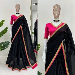 Mulmul Magic: Designer Saree with Latkan