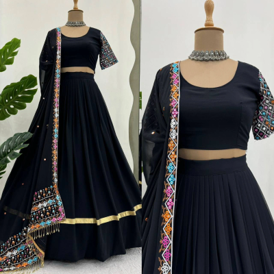 Queen Exquisite Black Georgette Lehenga Choli for Navratri and Festive Celebrations