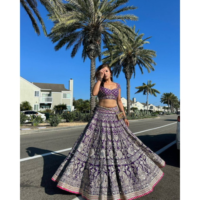 Queen Purple Color Georgette And Thread With Sequence Work Lehenga Choli