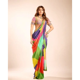 SHIV Shilpa Shetty Chinon Silk Digital Print Saree