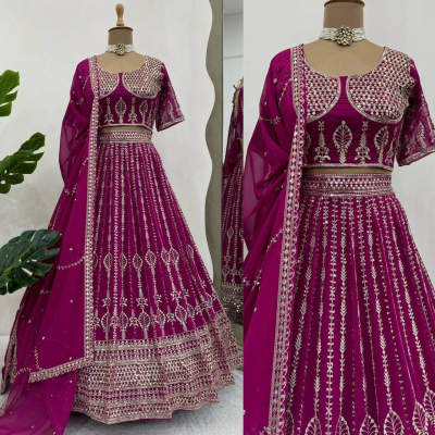 Queen Purple Georgette Sequence Work Lehenga Set