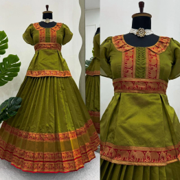 Riya Exquisite Olive Green Handloom Lehenga Set