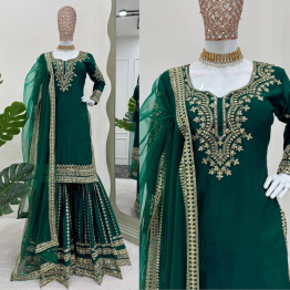 Riya Exquisite Party Wear Green Sharara Outfits