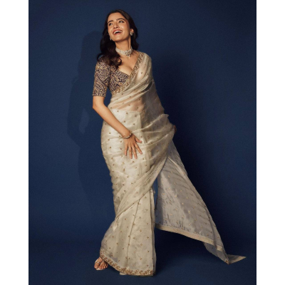 Binal Festive Glamour Organza Saree: Sheer Elegance for Celebrations