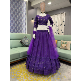 Queen Stunning Purple Sequence Embroidery Lehenga Choli