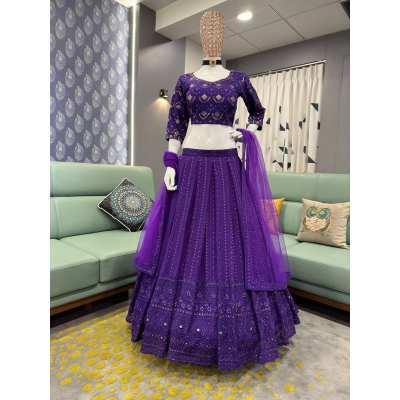 Queen Stunning Purple Sequence Embroidery Lehenga Choli