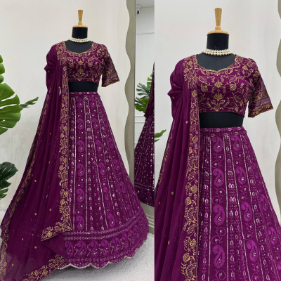 Queen Designer Purple Georgette Lehenga Choli Online