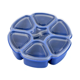 Muhoort Blue Plastic Masala/Spice Box Container - 7 Sections