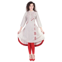 Vihaan Impex Jaipuri Designer Tunic Long Cotton Slub A- Line Women Dress Partywear Kurti for Women