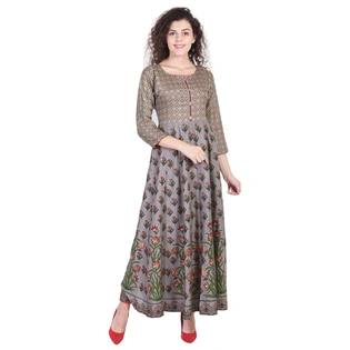 Vihaan Impex Jaipuri Designer Tunic Long Rayon Anarkali Women Dress Partywear Kurti for Women