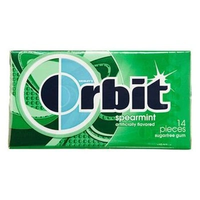 ORBIT Wrigleys Spearmint Sugar-free Chewing Gum (14 Sticks X Pack of 5)