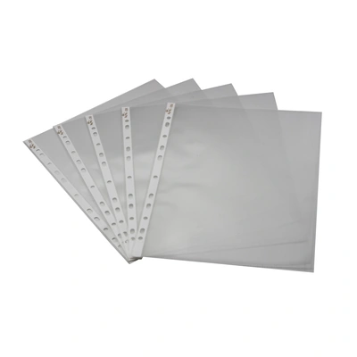 Keny Stationery Transparent Sheet Protectors | Pack of 100 | A4 Size Leaf | Clear Top Loading 11 Hole Water Proof Document Sleeves | Thin 60 Microns (810 SPA 60)