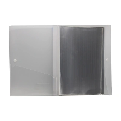 Eslee Multi-utility Clear Leaf Display File | 20 Leaves or Folders | Best for A4 Size Paper | Clear Book with Button Flap for Documents, Projects and Certificates | (ET112A420F)