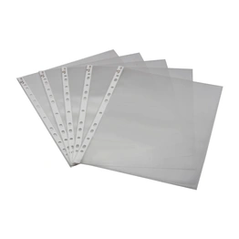 Keny Stationery Transparent Sheet Protectors | Pack of 100 | Foolscap / FC Size Leaf | Clear Top Loading 11 Hole Water Proof Document Sleeves | Thin 60 Microns (810 SPF 60)