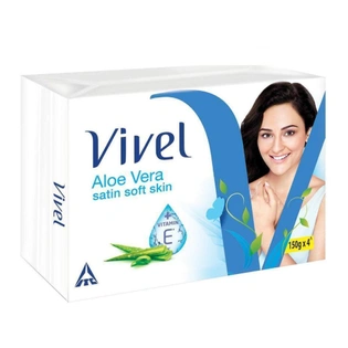 Vivel Aloe Vera Soap,Satin Soft Skin Vitamin E, 100g(4+1)