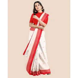 Cream with Red Bordar Garad Art Silk Saree