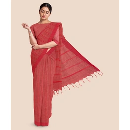 Handloom Bhagalpuri Cotton Ghicha Saree in Red