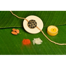 Black Golden Embroidery Rakhi with Roli Chawal