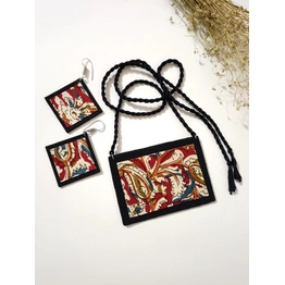 Designer Cotton Kalamkari Rectangular Neckpiece Set