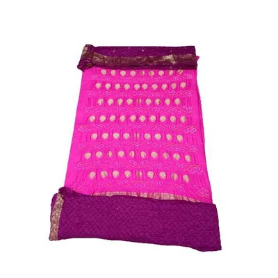 Pink & Magenta Color Pure Silk Bandhani Dress Material