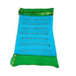 Sky Blue & Parrot Green Color Pure Silk Bandhani Dress Material